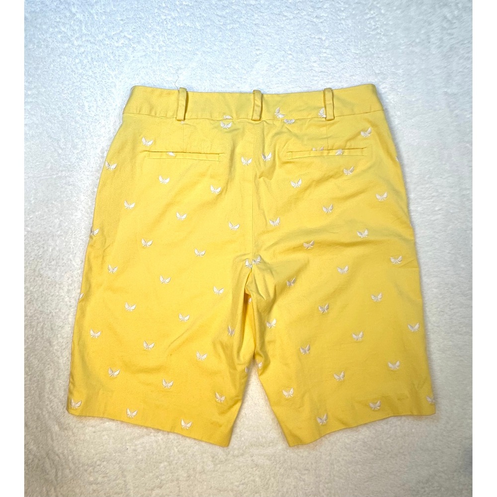 Talbots Yellow Butterfly Chino Bermuda shorts women 10 embroidered summer preppy - Picture 4 of 6
